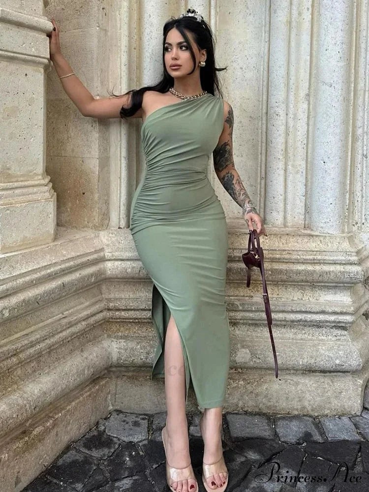 Maxi Split Fashion Sleeveless Backless Slim Casual Elegant Bodycon Dress