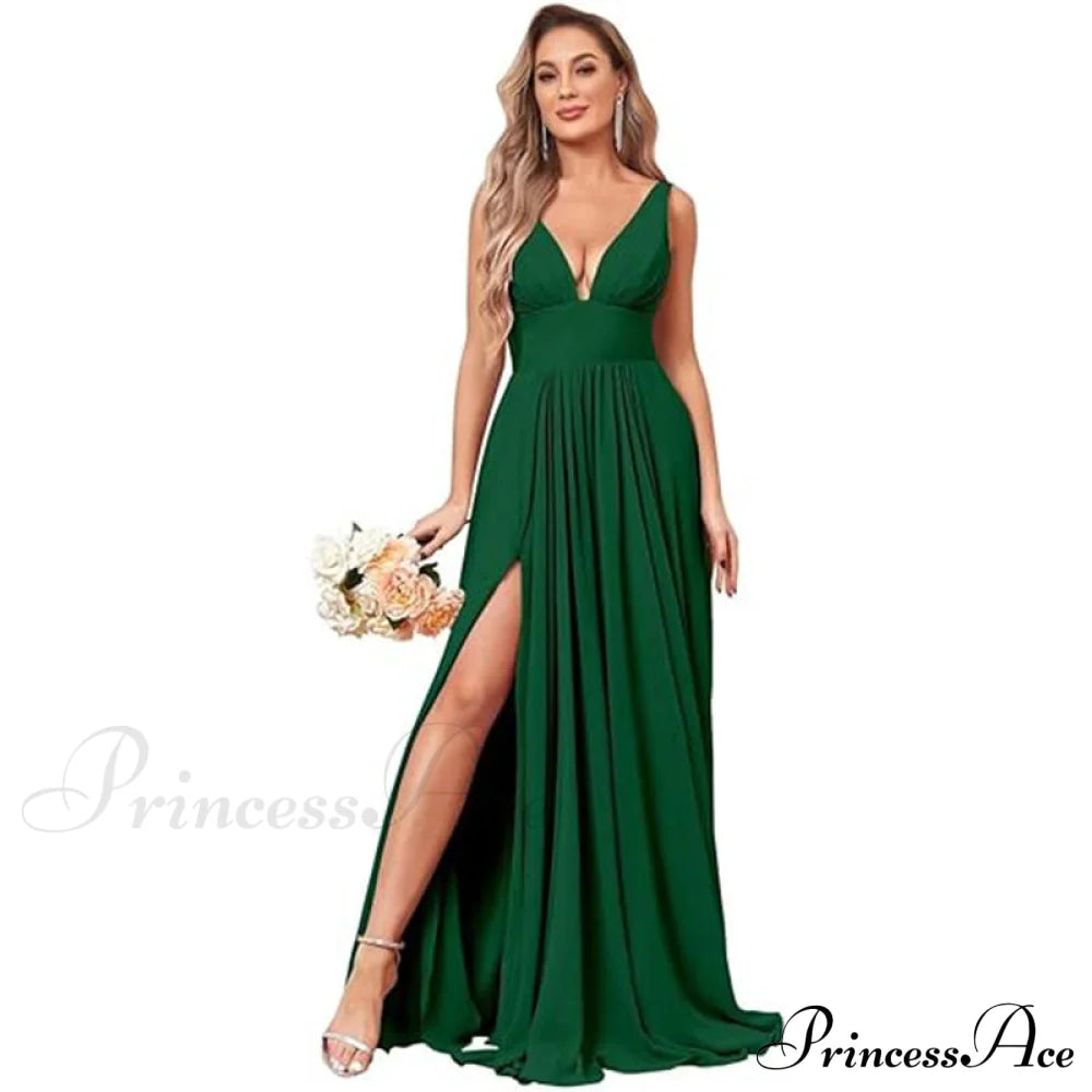 Melany Formal Stylish High Slit Dress Green / 2 S.o. Long Dresses