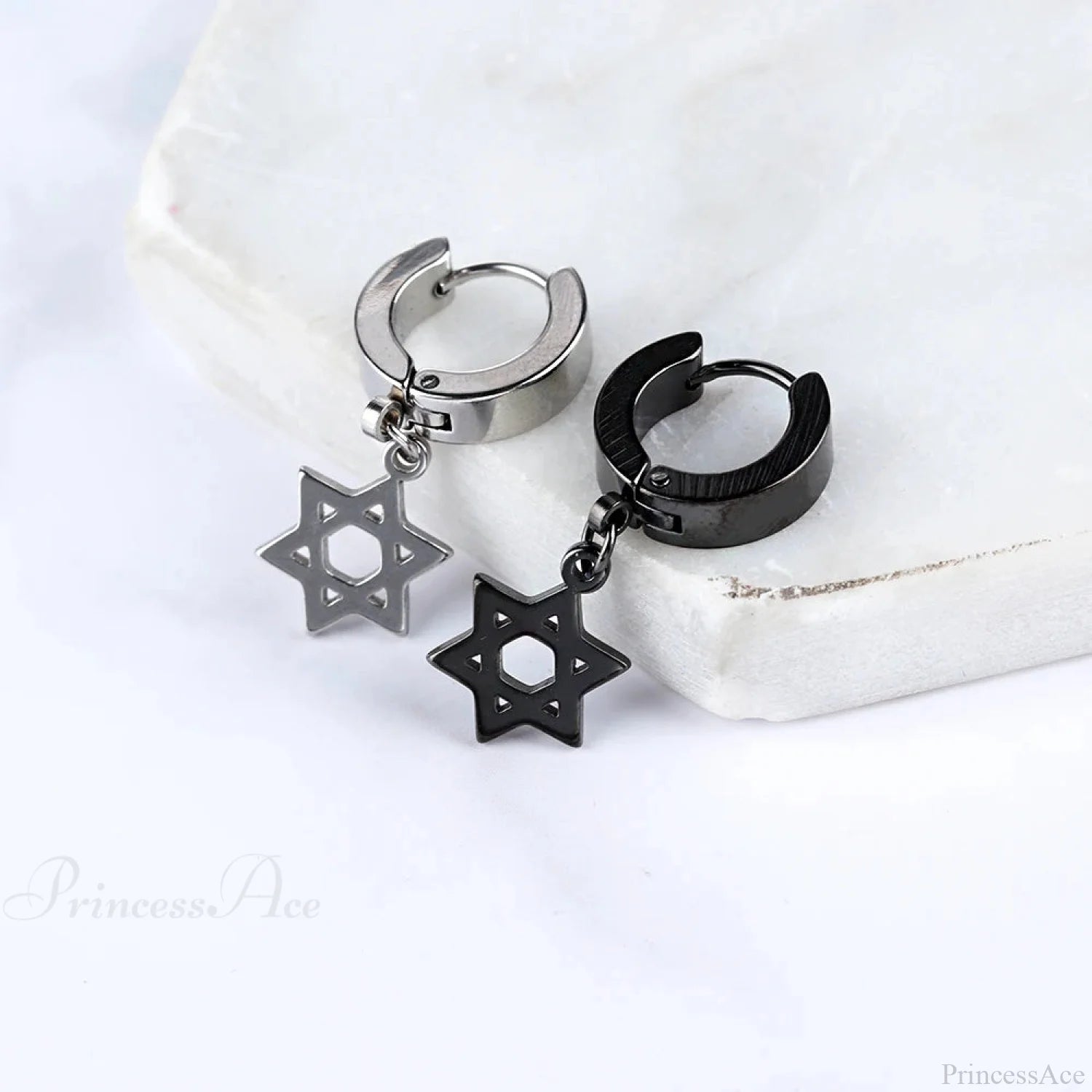 Men Rebellious Cross Stars Stainless Steel Earring