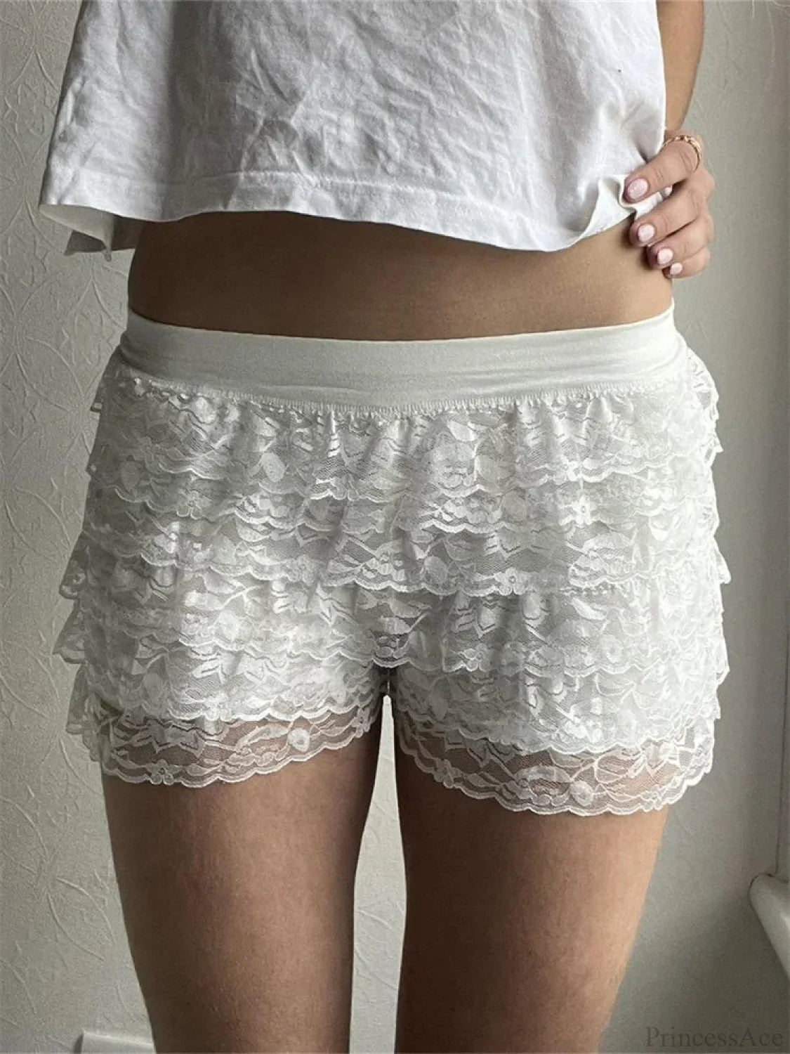 Mesh Lace Layered Booty Short short-250223