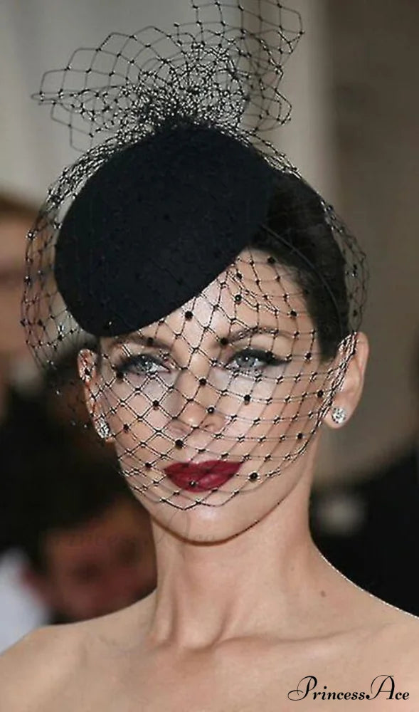 Mesh Net Felt Hat Veil Topper