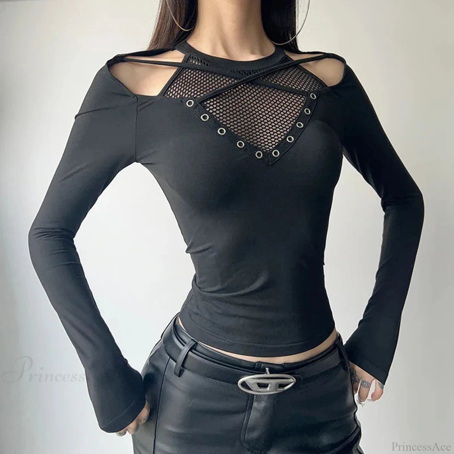 Mesh Patchwork Knitted Top