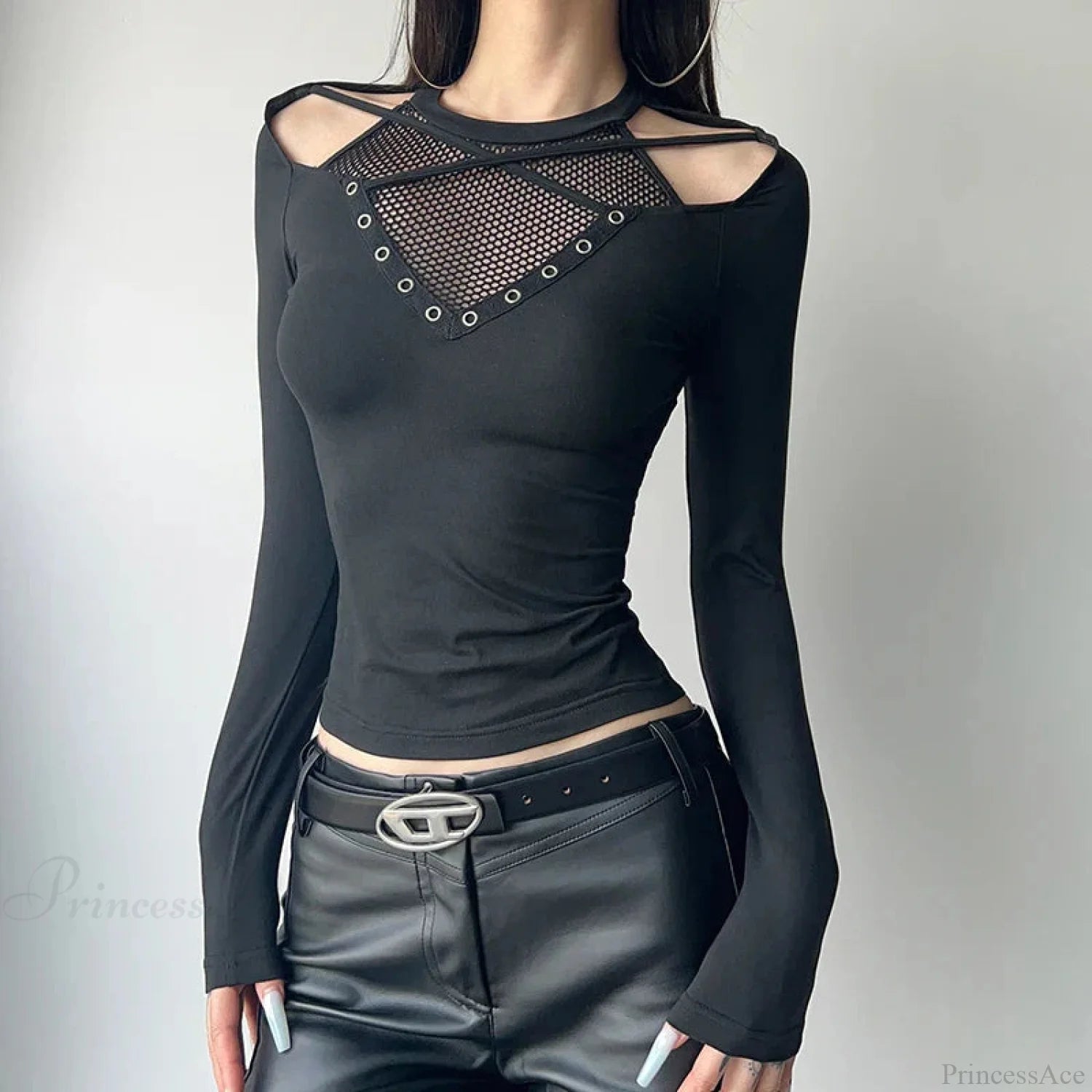 Mesh Patchwork Knitted Top