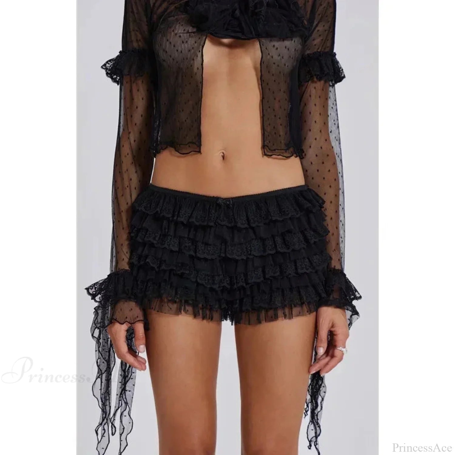 Mesh Tiered Net Bloomer Short Black / S