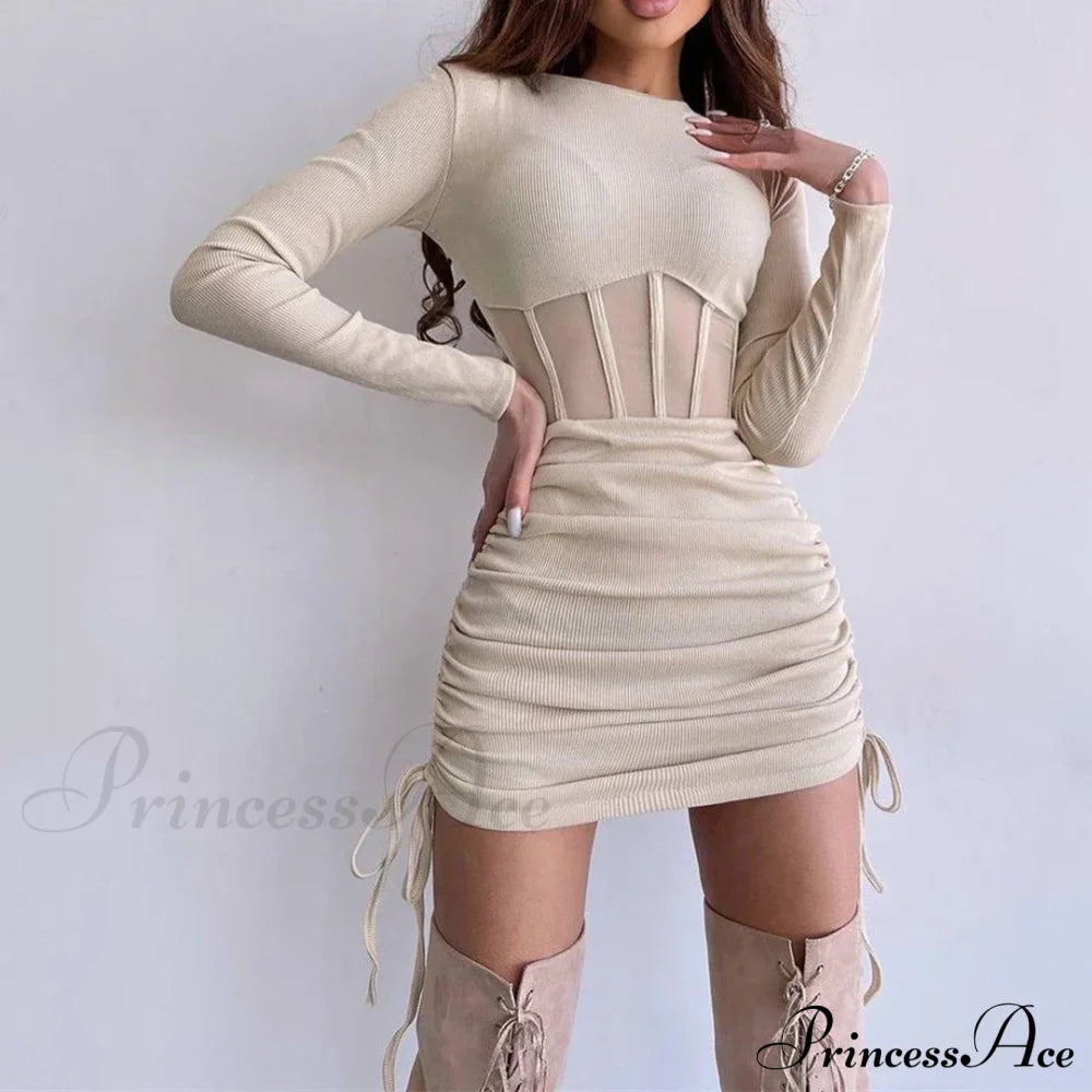 Mesh Waist Bodycon Mini Dress