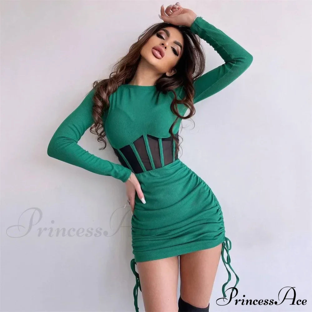 Mesh Waist Bodycon Mini Dress