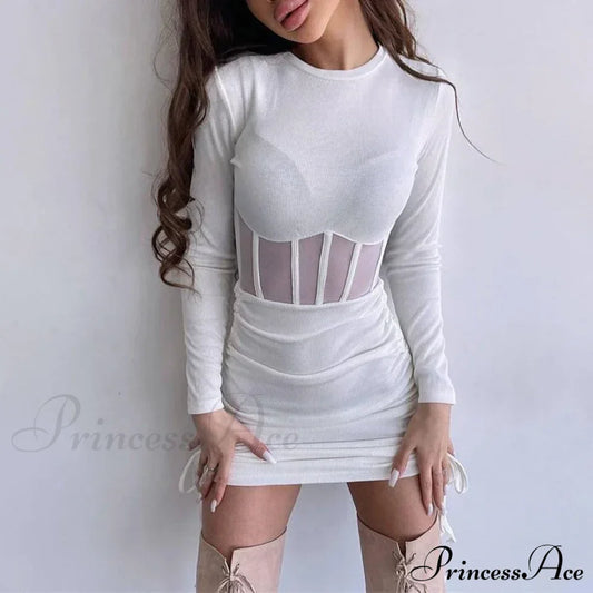 Mesh Waist Bodycon Mini Dress