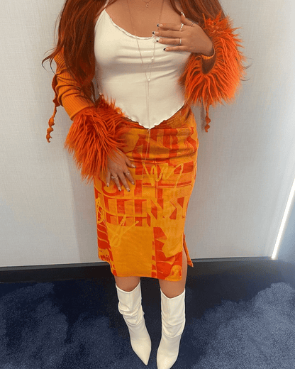 Moni Skirt Stylish in Stone Orange