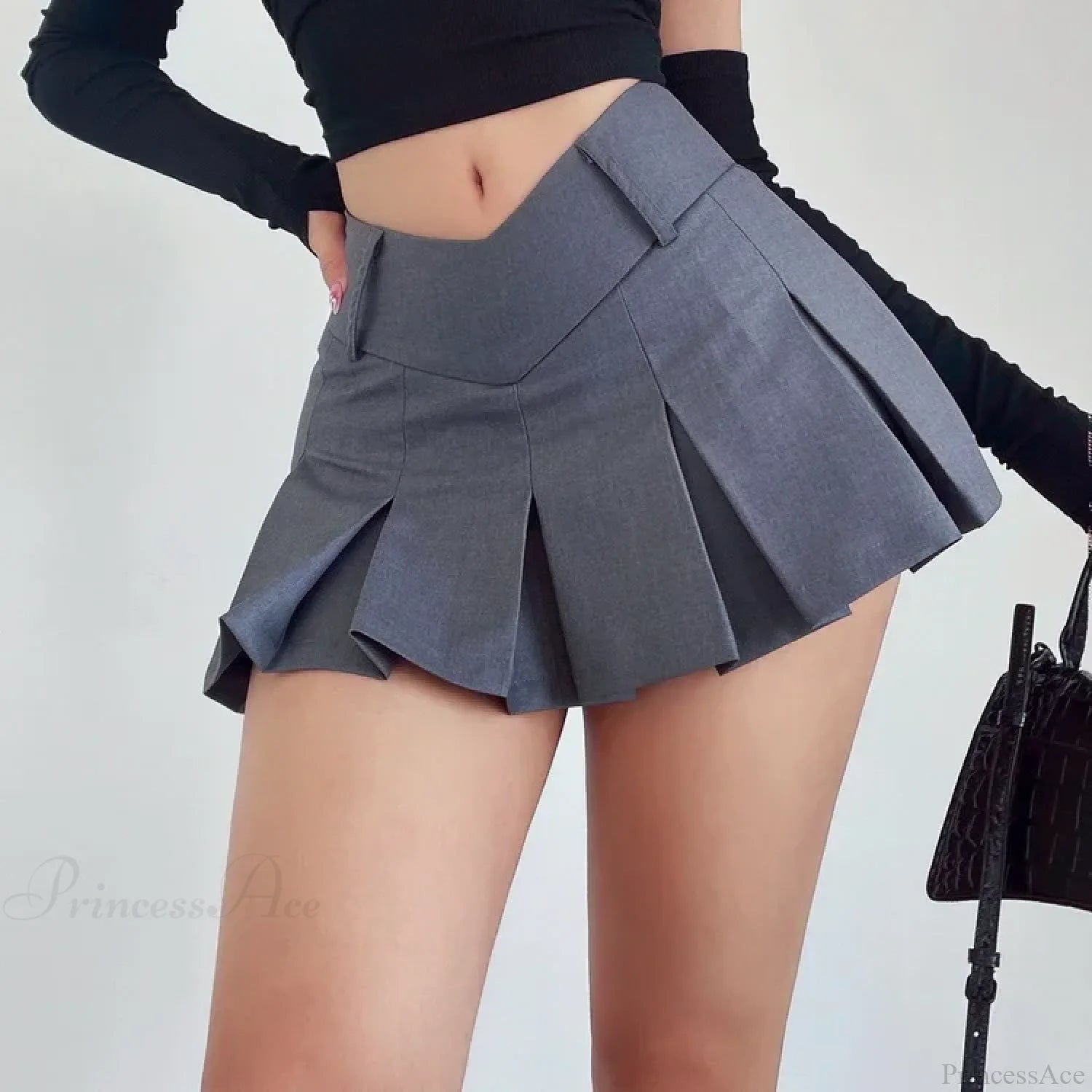 Micro A-Line V Waist Skirt Grey / XS skirts-250223