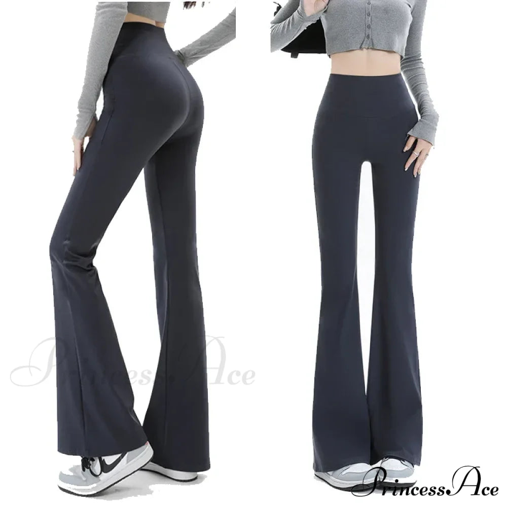 Micro-Cropped Shark High-Waisted Slim Body Horseshoe Wide-Leg Flared Pants Leggings