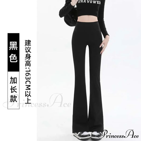 Micro-Cropped Shark High-Waisted Slim Body Horseshoe Wide-Leg Flared Pants Leggings Black / M