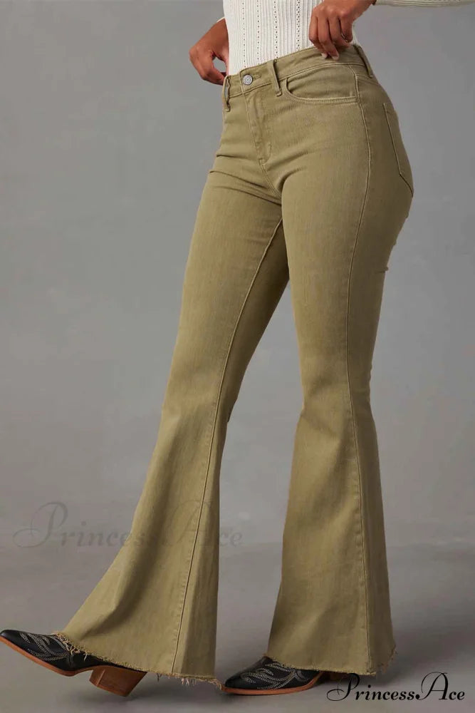 Mid Retro Flared Denim Rise Jeans Camel / L Pants