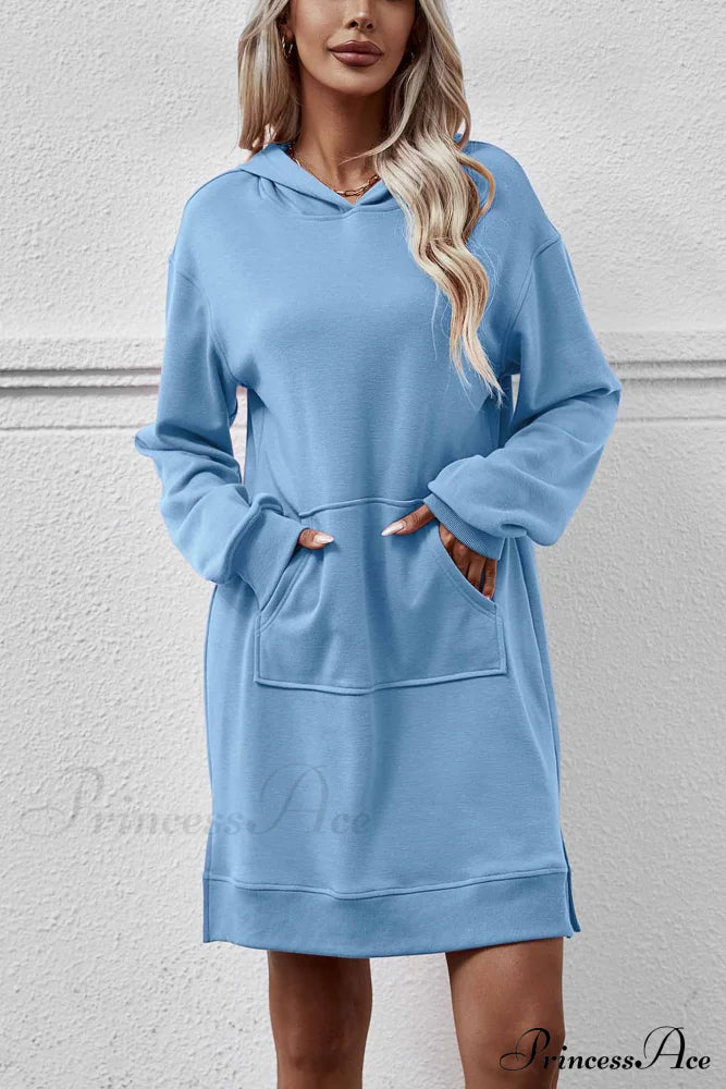 Midi Hoodie Dress With Pocket Slit Dresses