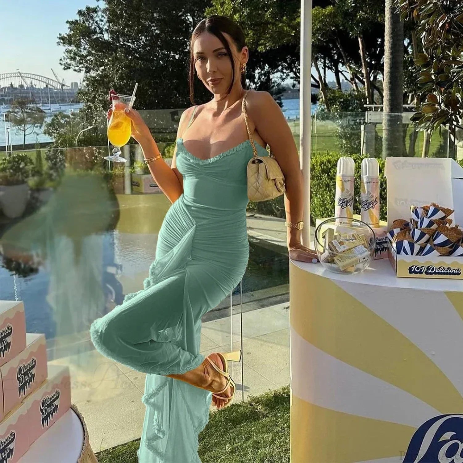 Mingmingxi IrRegular Ruffle Vacation Dress SKY BLUE / XS vacationdress-250223