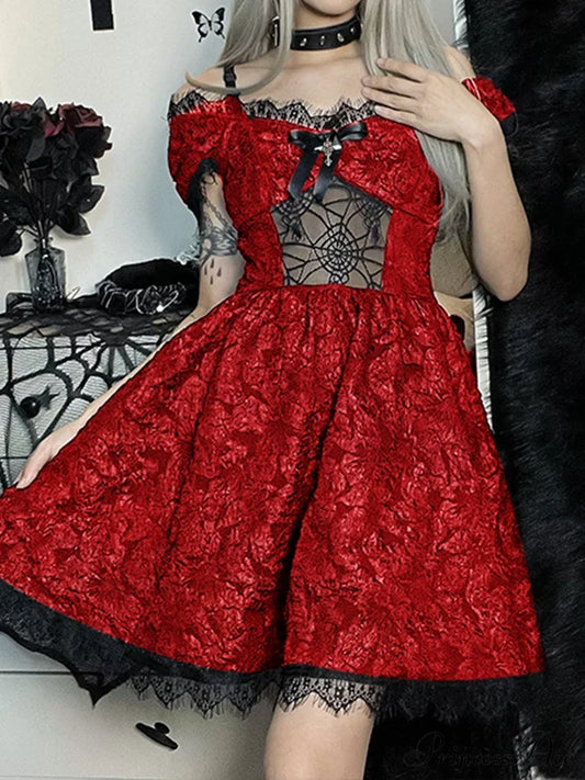 Mini Party Aesthetic One Shoulder Strap Sexy Lace Cutouts Elegant A-Line High Waist Prom Y2K Grunge