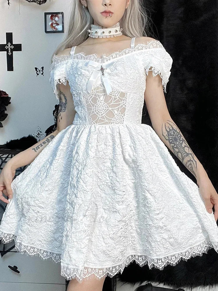 Mini Party Aesthetic One Shoulder Strap Sexy Lace Cutouts Elegant A-Line High Waist Prom Y2K Grunge