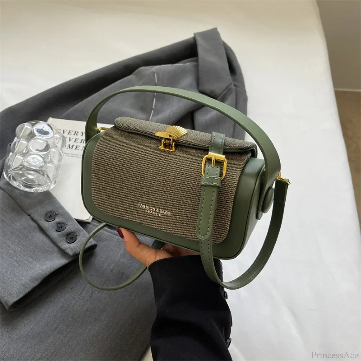 Mini Square Crossbody Luxury Designer Handbag Style 2 Green / 20x12x9cm handbag-250126