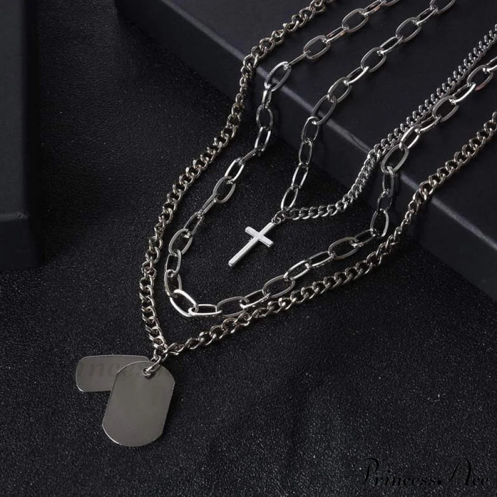 Minimalist Hip-Hop Punk Trendy Cross Sweater Chain Necklace Set Halloween