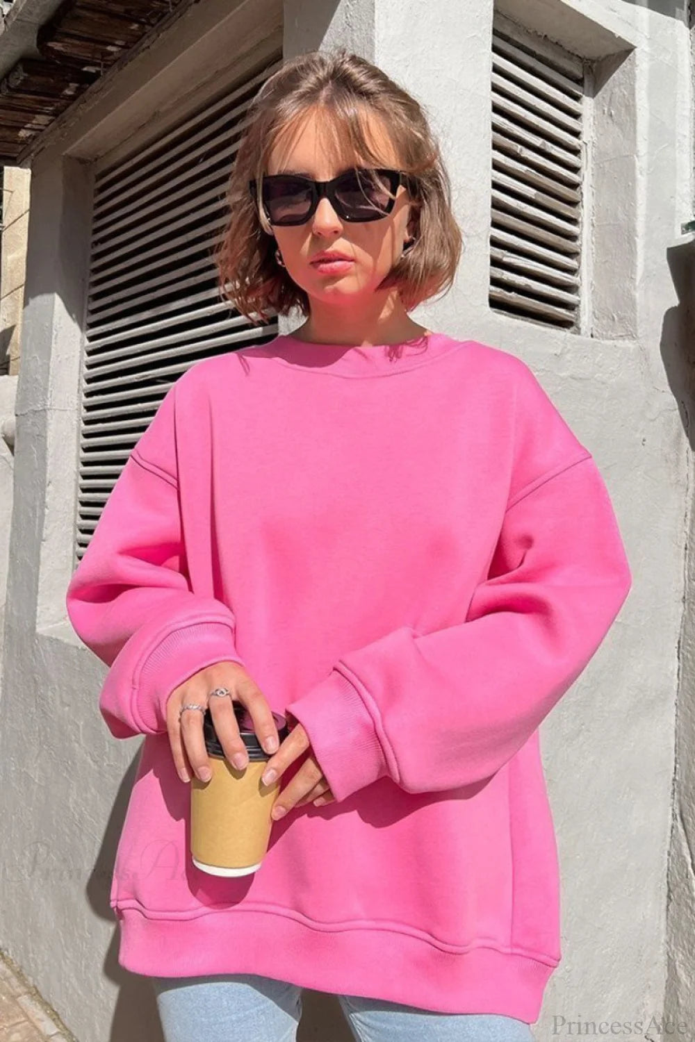 Minimalist Solid Crew Neck Oversize Sweatshirts