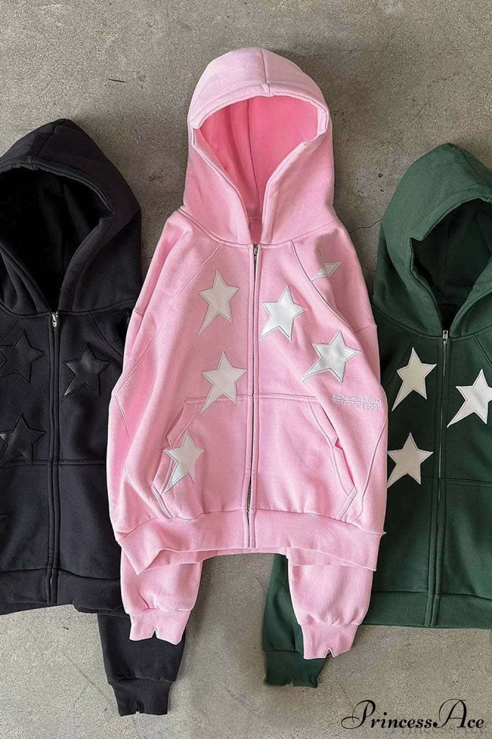 Minimalist Star Print Zip-Up Hoodie