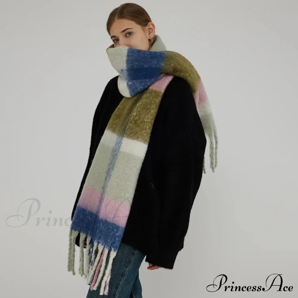 Minimalist Thickened Shawl Neck Scarf - Autumn Winter Imitation Cashmere Scarfs-L