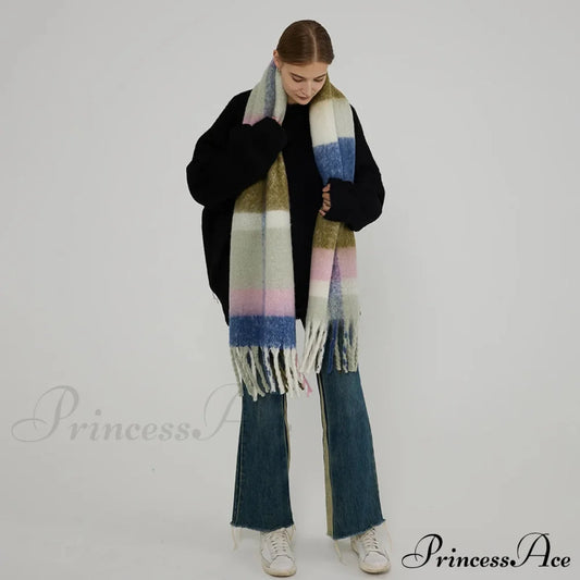 Minimalist Thickened Shawl Neck Scarf - Autumn Winter Imitation Cashmere Scarfs-L