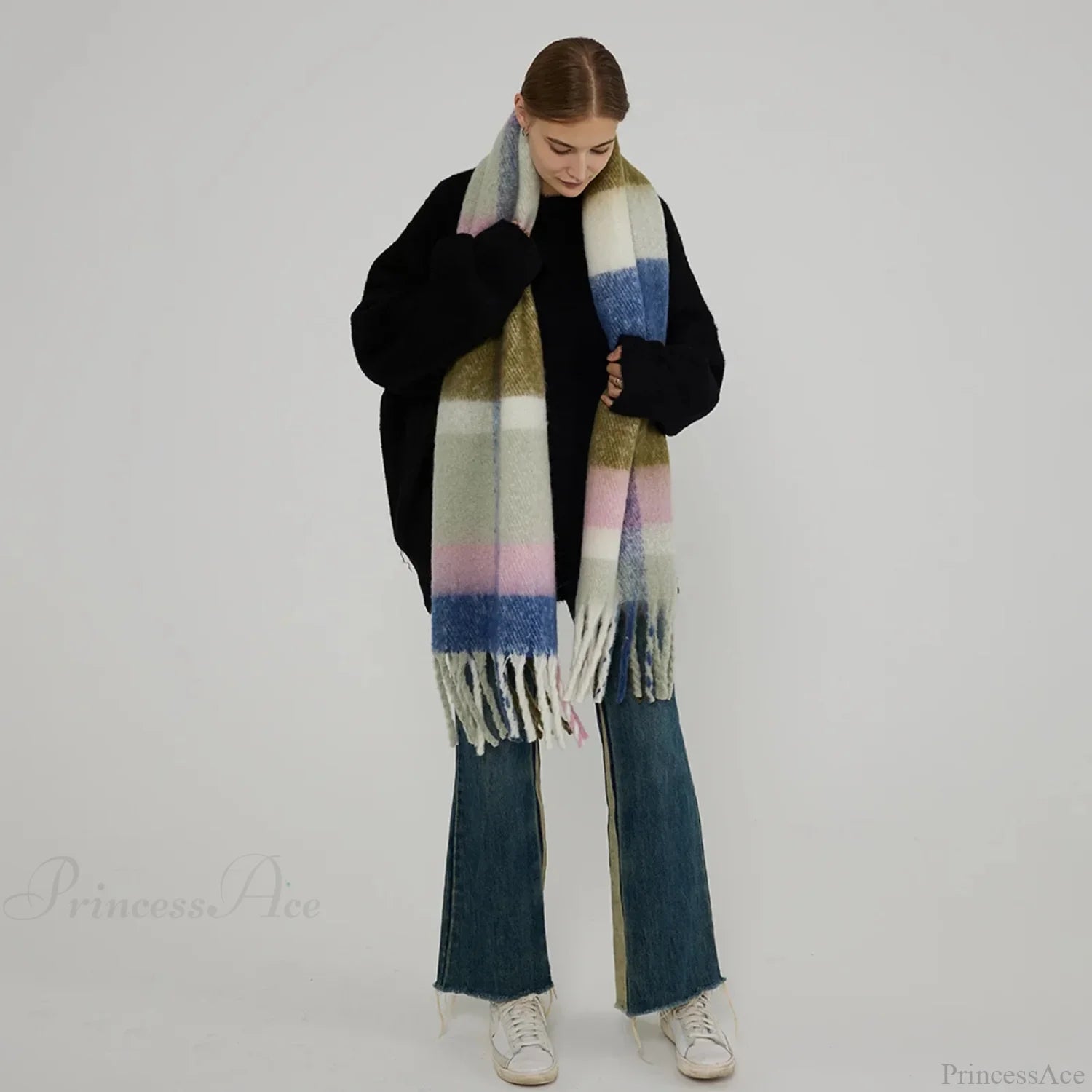 Minimalist Thickened Shawl Neck Scarf - Autumn Winter Imitation Cashmere Scarfs-L