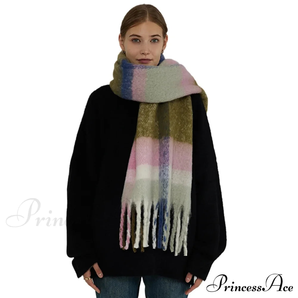 Minimalist Thickened Shawl Neck Scarf - Autumn Winter Imitation Cashmere Scarfs-L