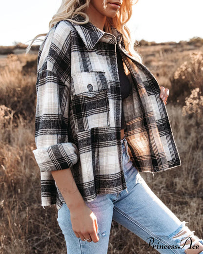 Montgomery Plaid Shacket Coats-L