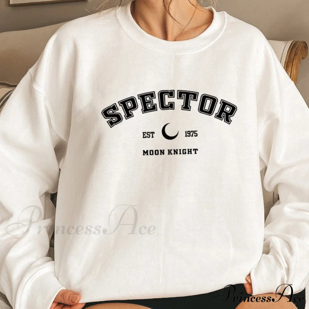 Moon Knight Print Sweatshirt Graphic Pullover White / S