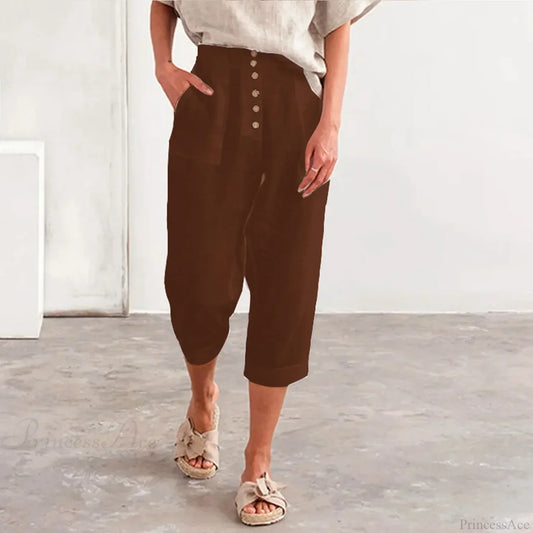 Multi Buckle Wide Leg Cargo Pants Coffee / S