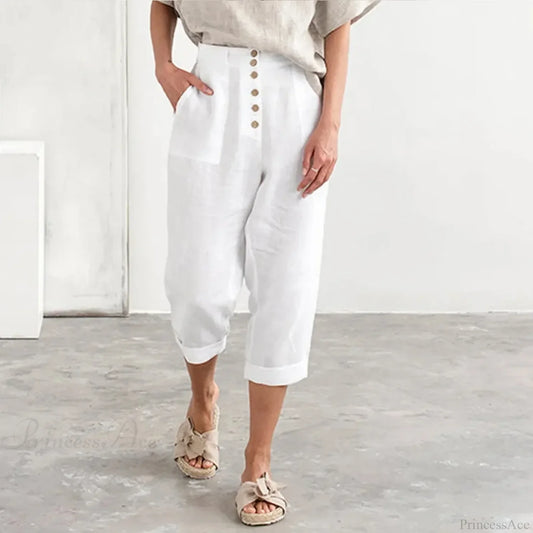 Multi Buckle Wide Leg Cargo Pants White / S
