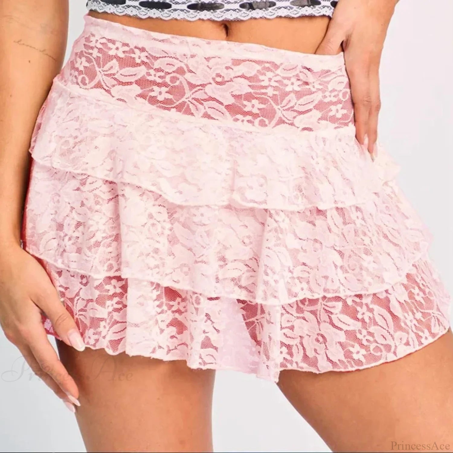 Multi-Layer Floral Tiered Skirt Pink / XS skirts-250223