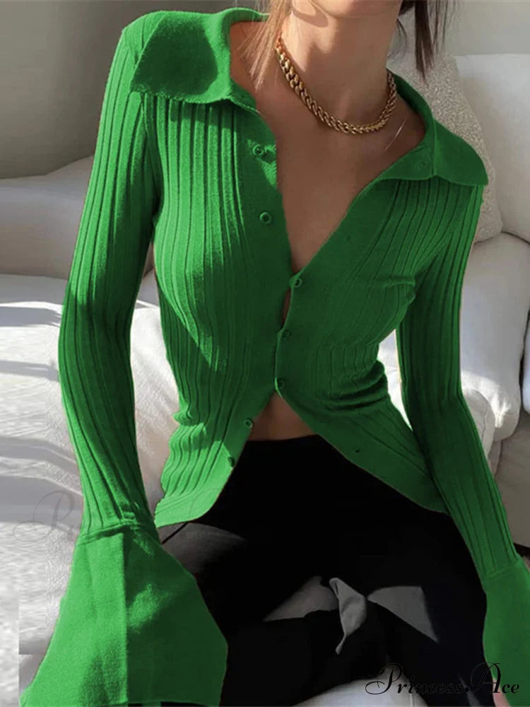 Multicolor Slim Knitwear Cardigan Green / S