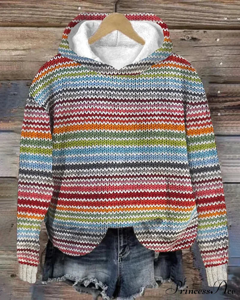 Multicolored Long Sleeve Hoodie Sweatshirts & Hoodies-L