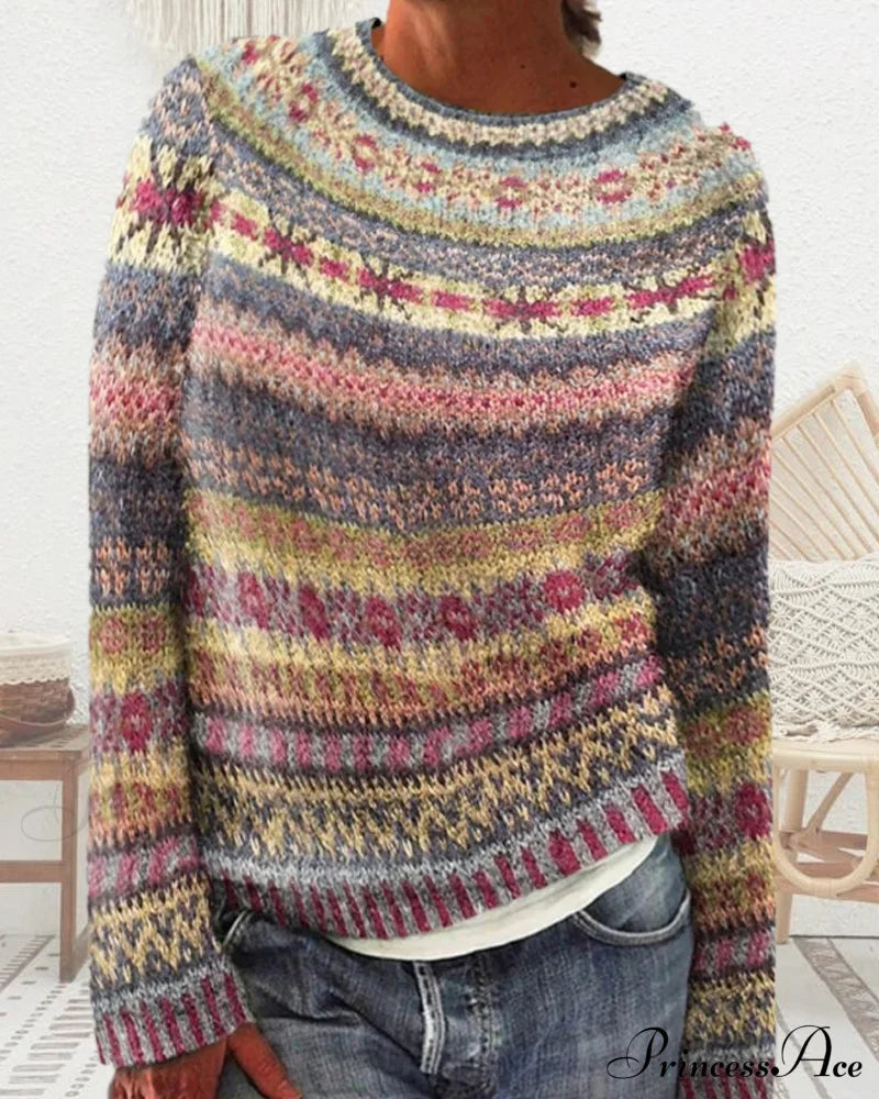 Neck In Vibrant Round Sweater Colors Sweaters-L