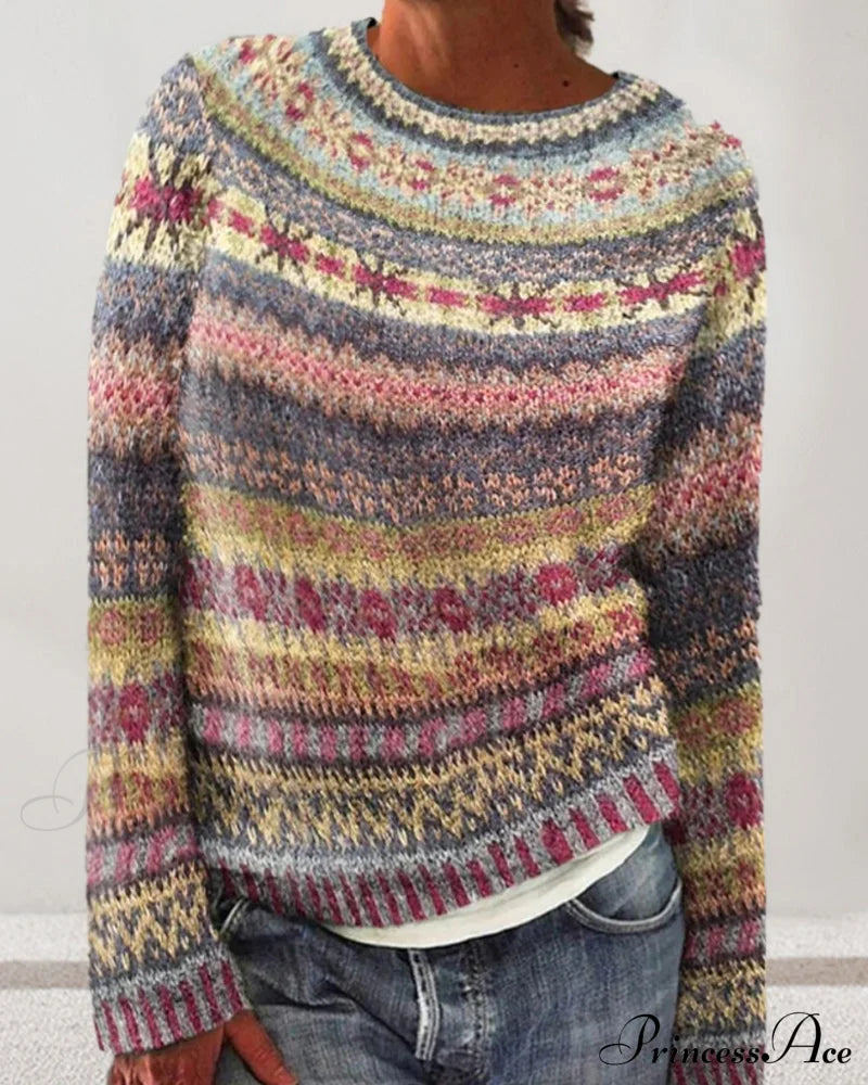 Neck In Vibrant Round Sweater Colors Sweaters-L