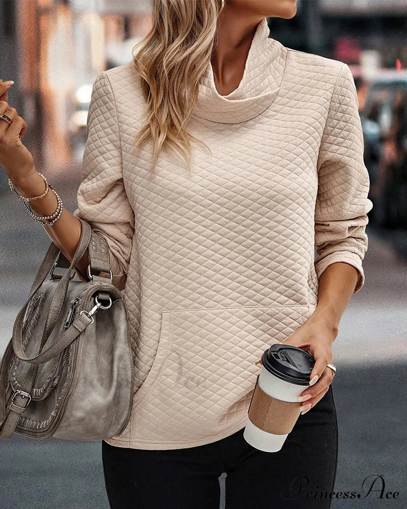 Solid color high neck sweatshirt Beige 2023 f/w 23BF cardigans Clothes discount hoodies & sweatshirts spring Tops/Blouses