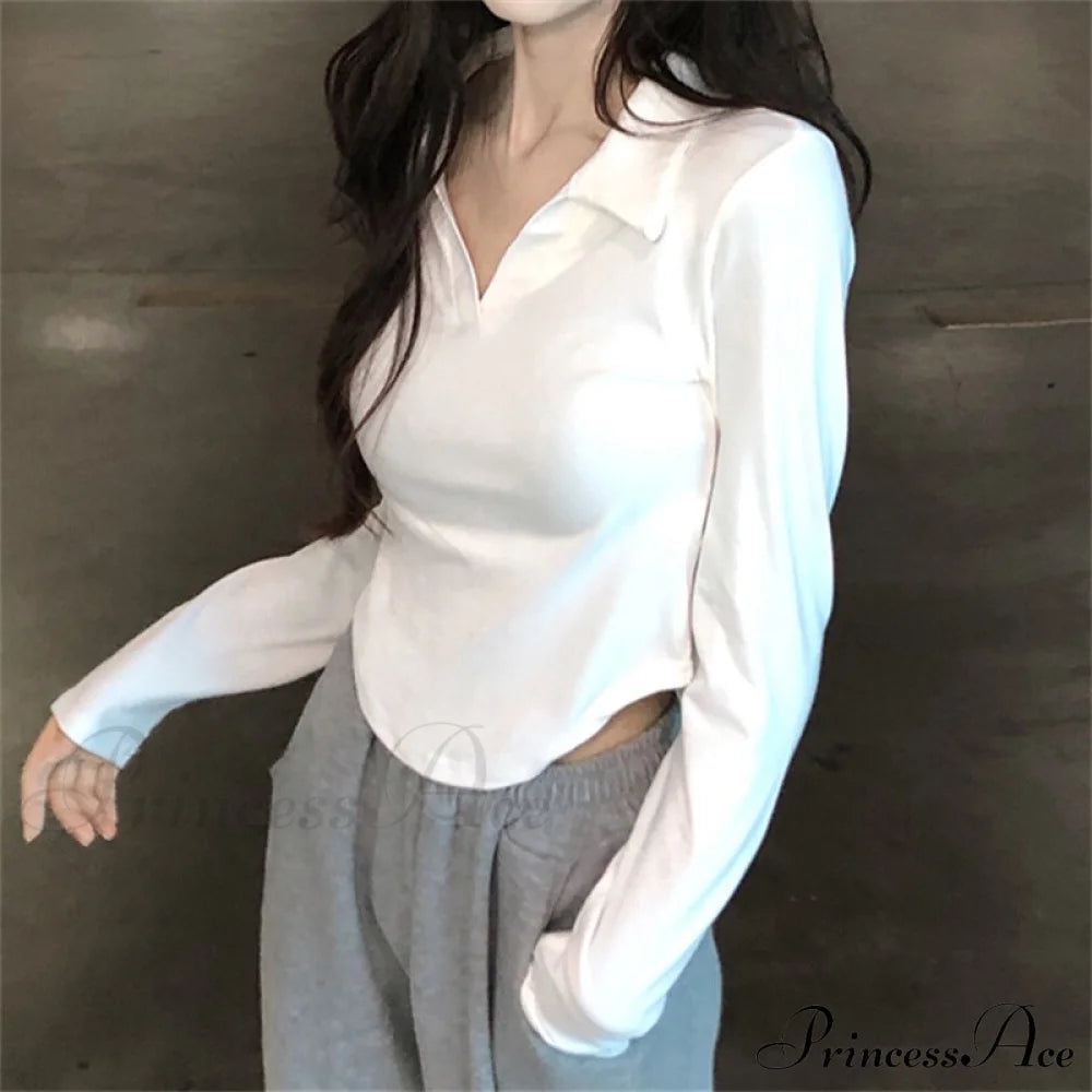 Neckline Shirts White Turn Casual Office Ladies For Arm Slim Long Blouse 2024 Fashion Women Korean