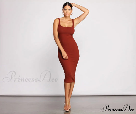 Need For Basics Ribbed Midi Dress - Lady Occasions