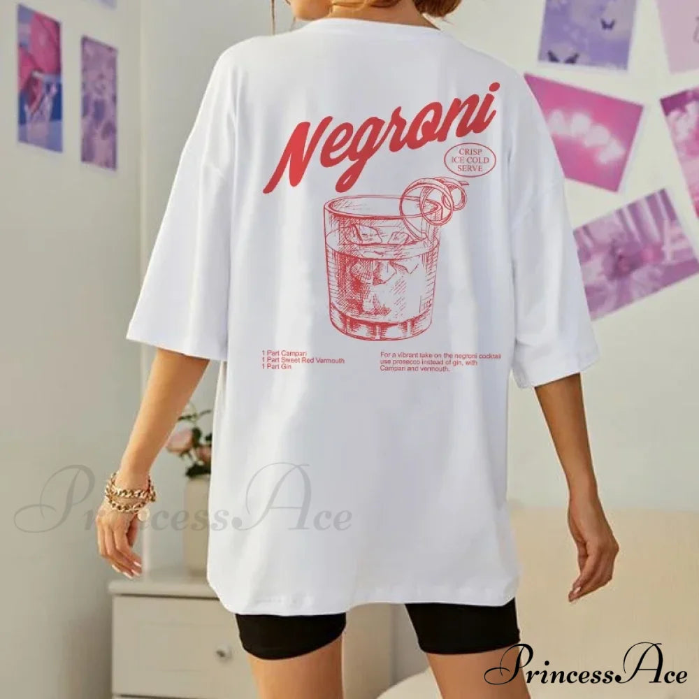 Negroni Back Print Charming Retro Style T-Shirts
