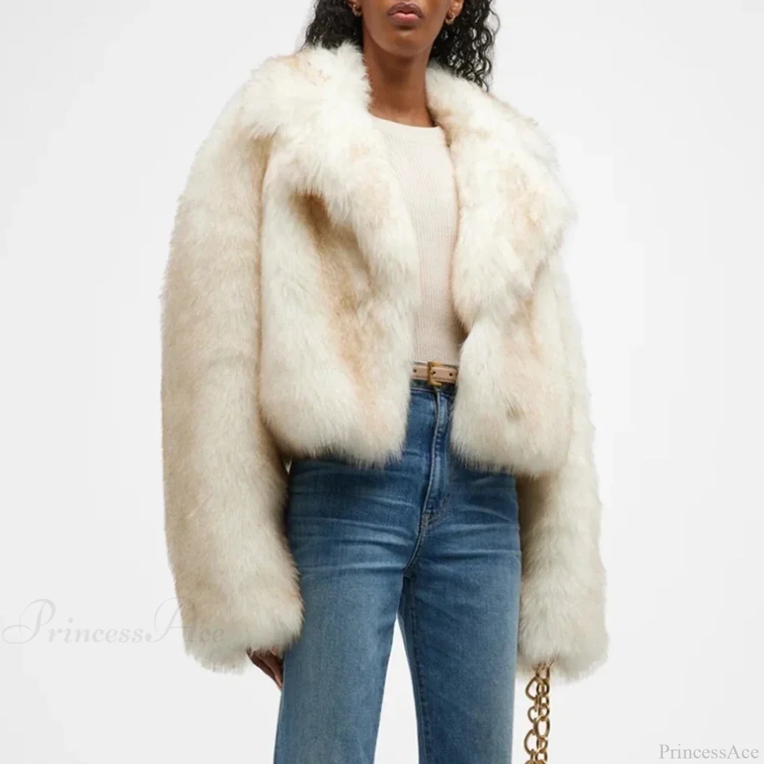 Neo Mint Gradient Cropped Fluffy Coat