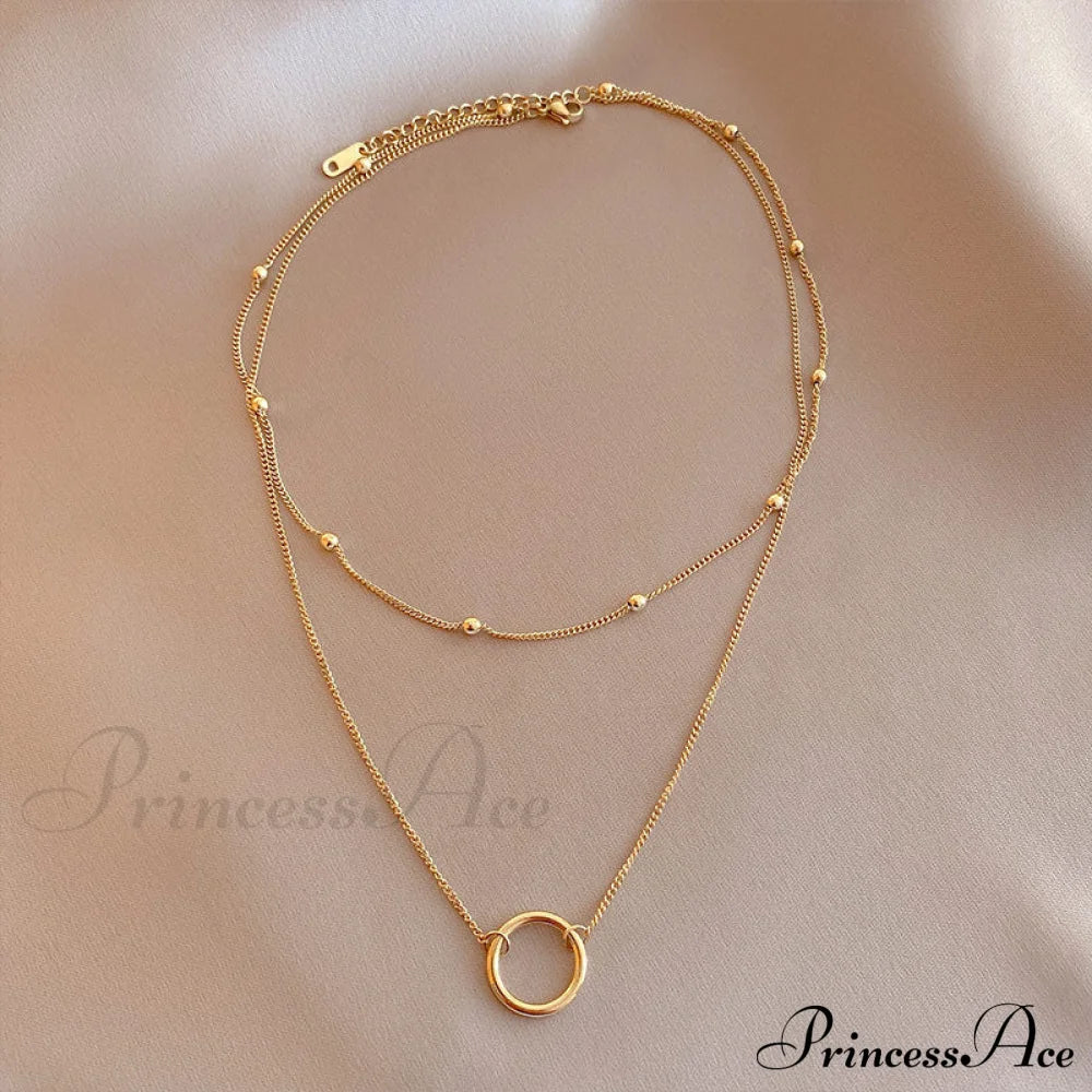 New Arrival Double Layer Circle Pendant Necklaces