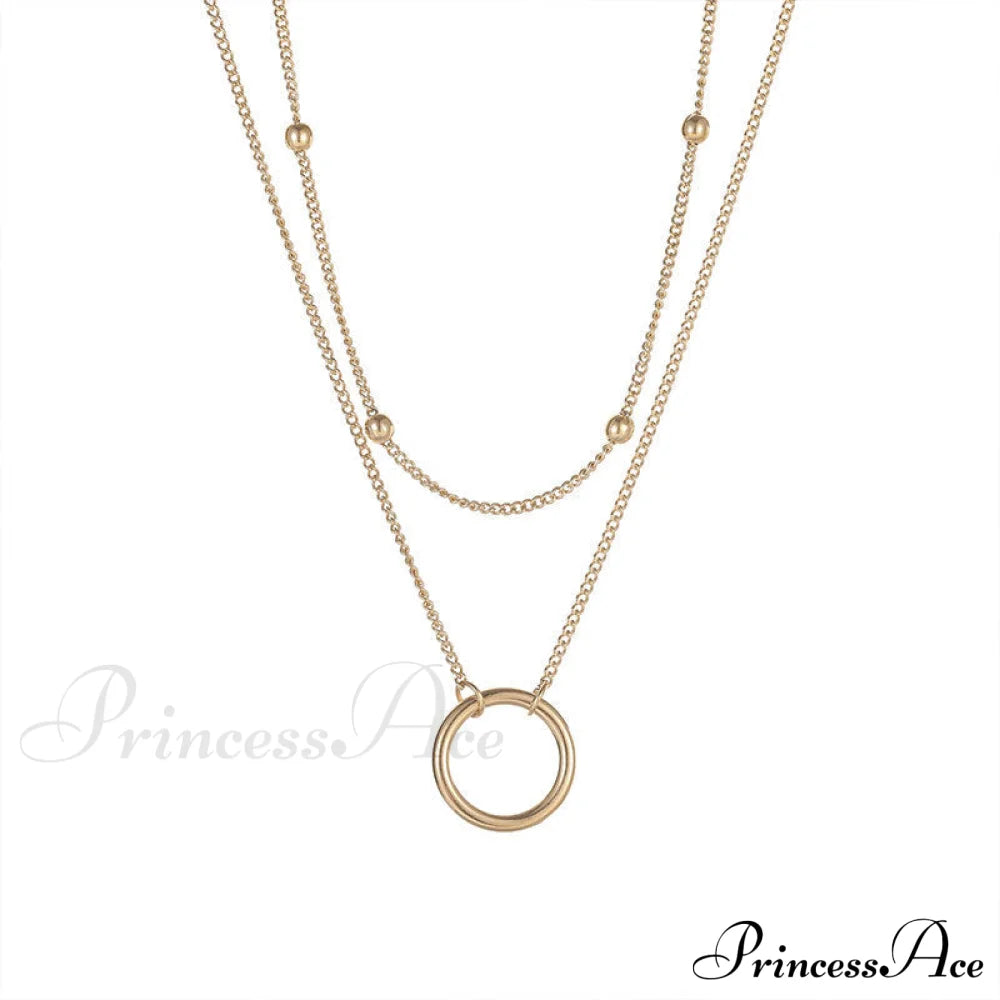 New Arrival Double Layer Circle Pendant Necklaces