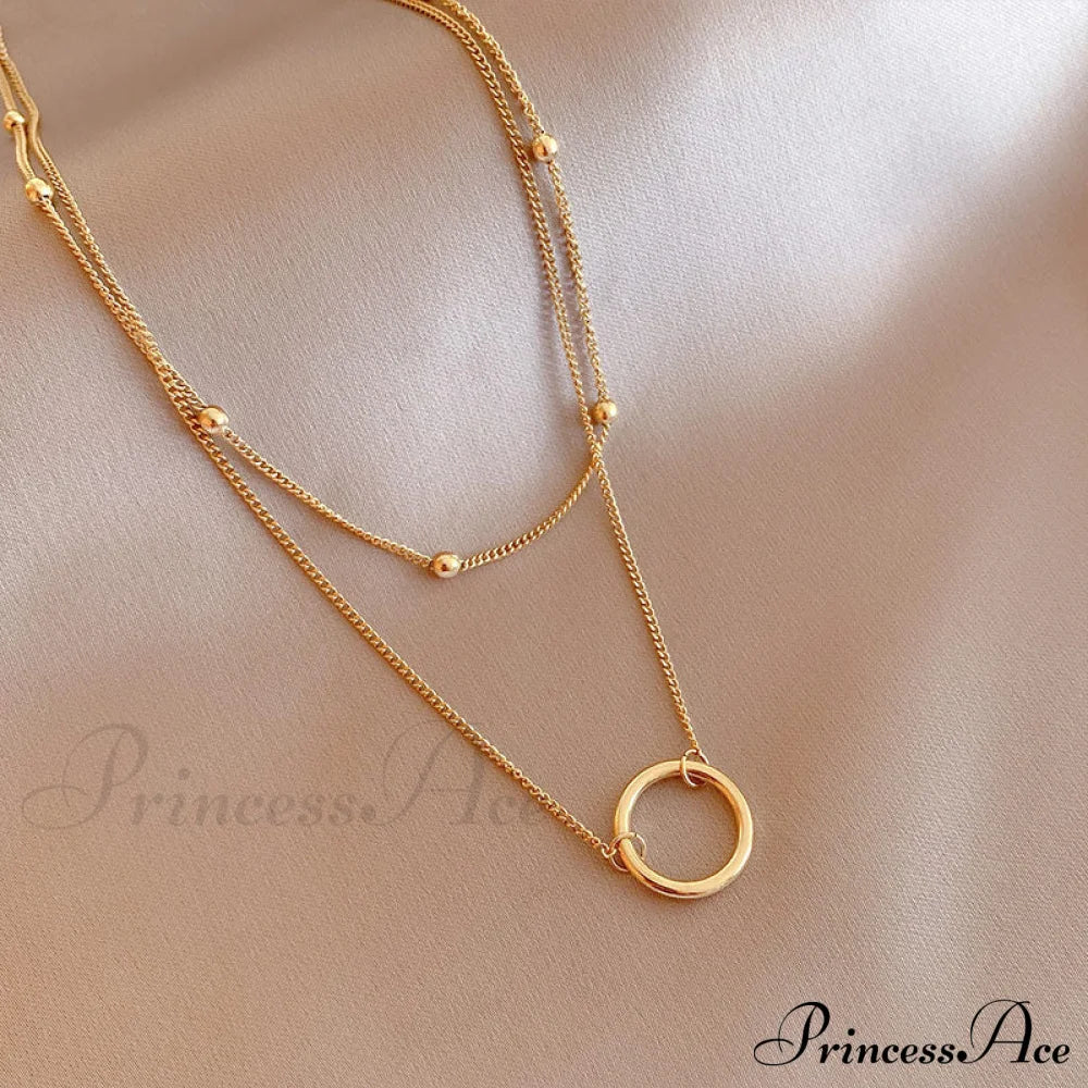 New Arrival Double Layer Circle Pendant Necklaces