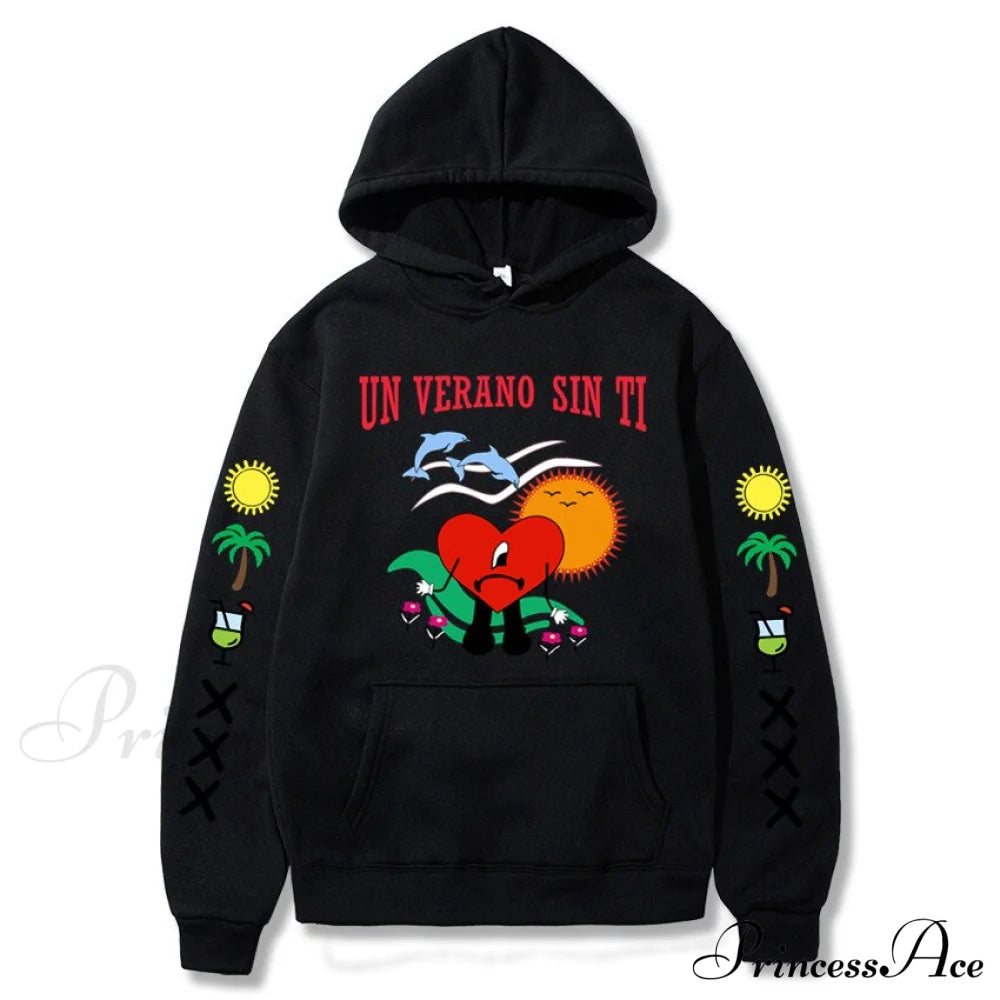 New Bad Bunny Printed Hoodie Black / Xs Sweatshirts & Hoodies-L