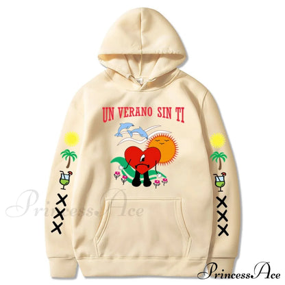 New Bad Bunny Printed Hoodie Khaki / Xs Sweatshirts & Hoodies-L