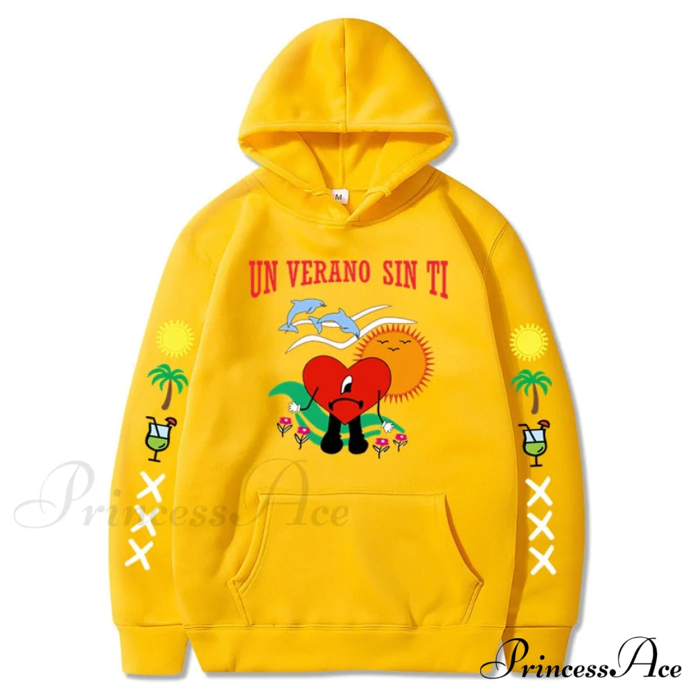 New Bad Bunny Printed Hoodie Sweatshirts & Hoodies-L