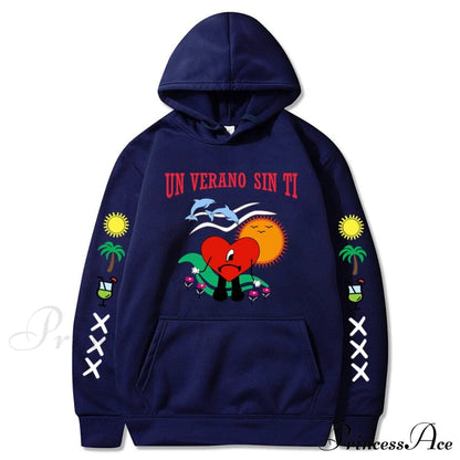 New Bad Bunny Printed Hoodie Sweatshirts & Hoodies-L