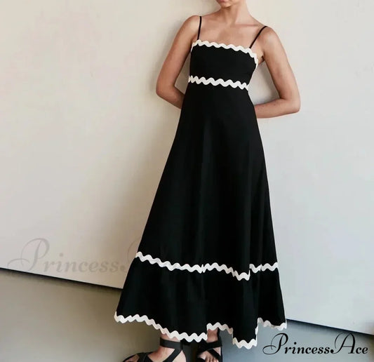 New Fashion Sexy Strapless Strap Women Long Boho Dress Black / S